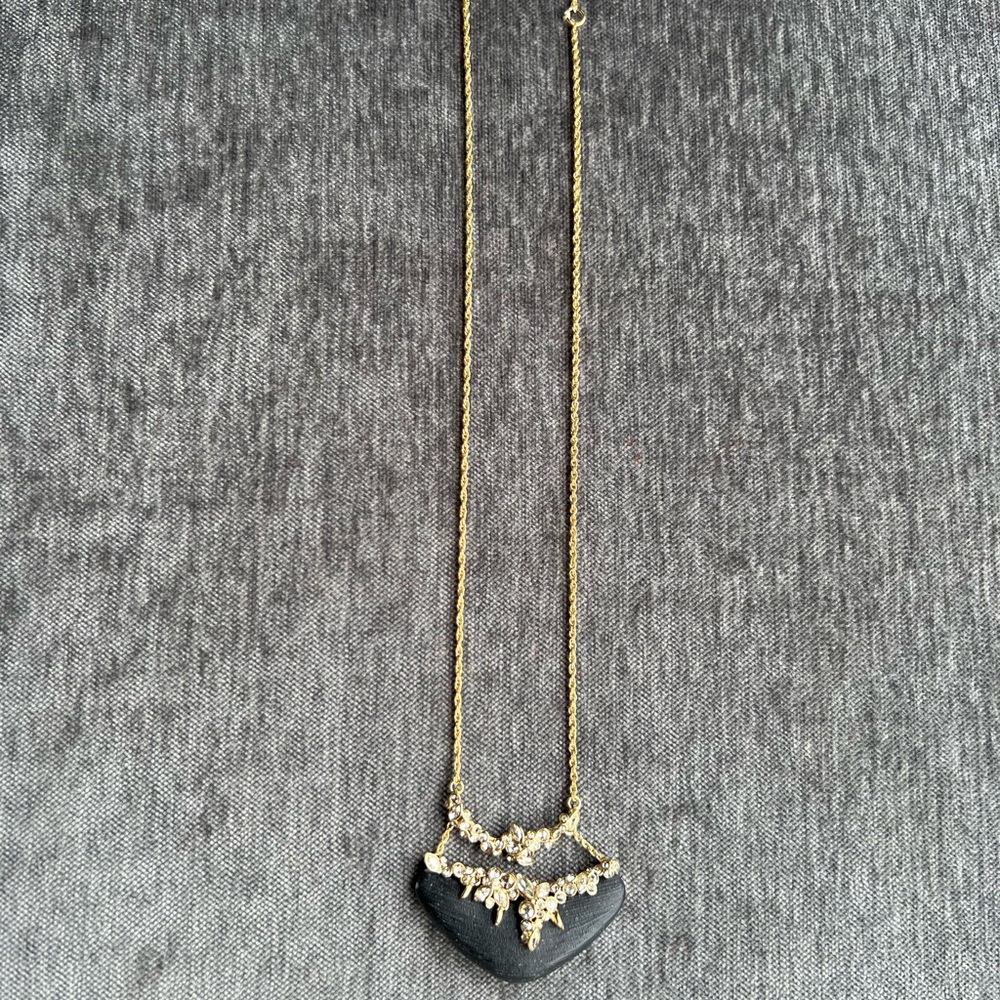 Alexis Bittar Crystal Lucite Elegant Black and Gold Necklace